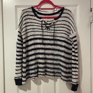 Free People Judy Punk Striped Sweater, XS